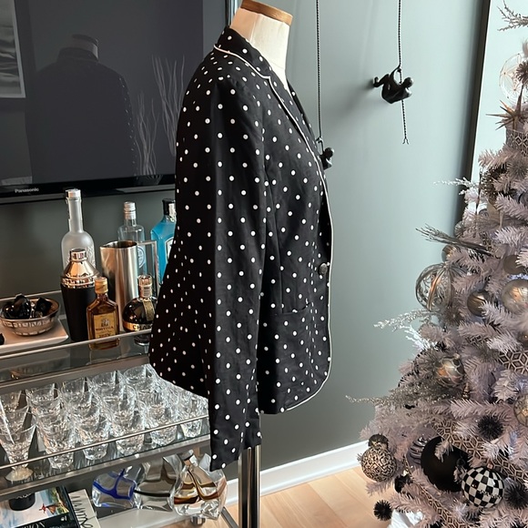 New (NWOT) Talbots Linen Blend Black & White Dot Blazer Size 8 - Picture 5 of 7